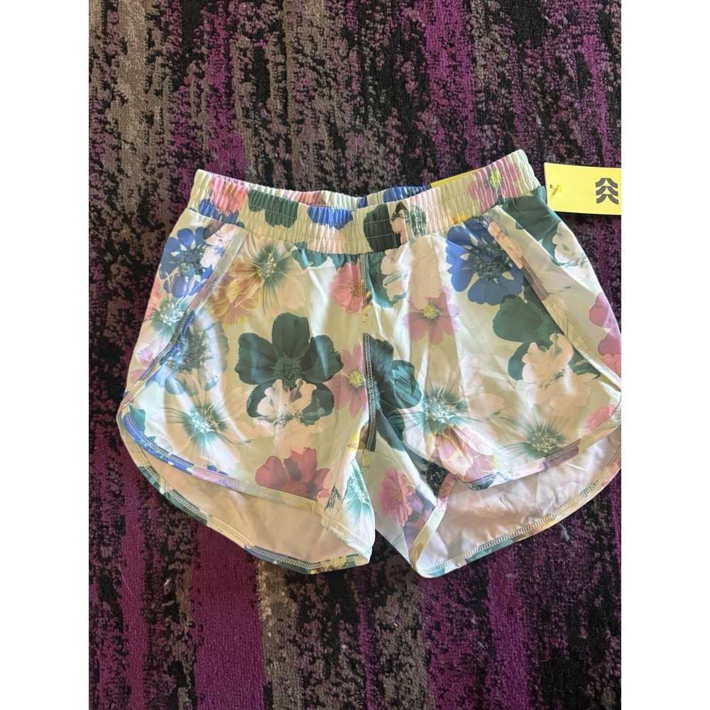 NWT All In Motion Girls' Size M (8) Green Floral Run Shorts Lining NWT